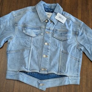 NWT LNDN Organic Medium Wash Cotton Denim Jacket Women's Size XS  (oversized)